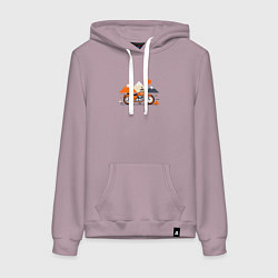 Толстовка-худи хлопковая женская Оранжевый мотоцикл на белом, цвет: сиреневый