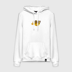 Толстовка-худи хлопковая женская Смайл-ботан, цвет: белый