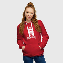 Толстовка-худи хлопковая женская Взгляд в космос Илона Маска, цвет: красный — фото 2