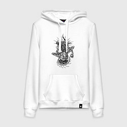Толстовка-худи хлопковая женская Чужой и лицехват, цвет: белый