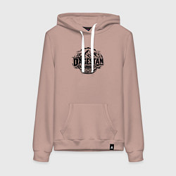 Толстовка-худи хлопковая женская Горный Дагестан, цвет: пыльно-розовый