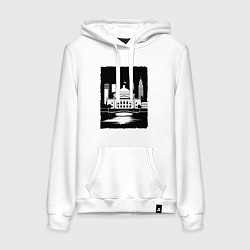 Толстовка-худи хлопковая женская Капитолий у высоток, цвет: белый