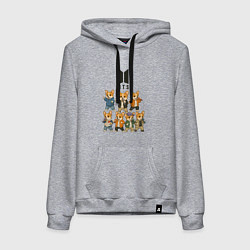 Толстовка-худи хлопковая женская BTS группа из корги, цвет: меланж