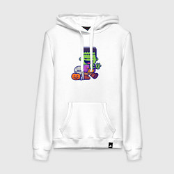 Толстовка-худи хлопковая женская Милый Франкенштейн, цвет: белый