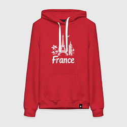 Толстовка-худи хлопковая женская Французская элегантность, цвет: красный
