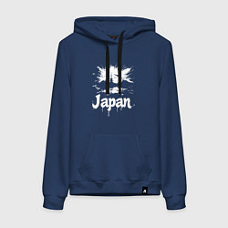 Толстовка-худи хлопковая женская Япония в граффити-стиле, цвет: тёмно-синий