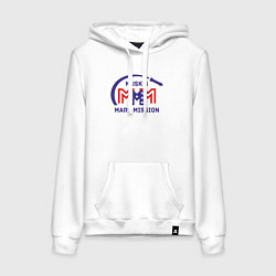 Толстовка-худи хлопковая женская Миссия на Марс Маска, цвет: белый