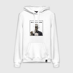 Толстовка-худи хлопковая женская Жив, но по расписанию - зомби джентельмен, цвет: белый