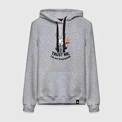 Толстовка-худи хлопковая женская Кролик с динамитом - Trust me im an engineer, цвет: меланж
