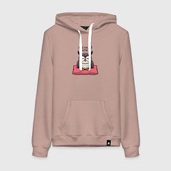 Толстовка-худи хлопковая женская Мне на всё наспать - сова на подушке, цвет: пыльно-розовый