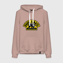 Толстовка-худи хлопковая женская HC Boston Bruins Label, цвет: пыльно-розовый