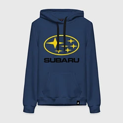 Толстовка-худи хлопковая женская Subaru Logo, цвет: тёмно-синий