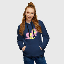 Толстовка-худи хлопковая женская Пони пегас Флаттершай, цвет: тёмно-синий — фото 2