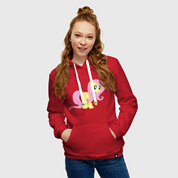 Толстовка-худи хлопковая женская Пони пегас Флаттершай, цвет: красный — фото 2