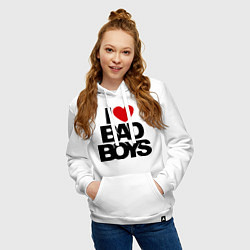 Толстовка-худи хлопковая женская I love bad boy, цвет: белый — фото 2