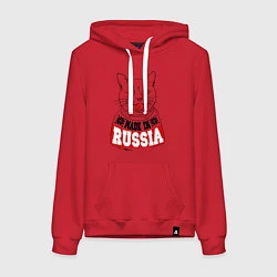 Толстовка-худи хлопковая женская Made in Russia: киса, цвет: красный