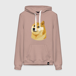 Толстовка-худи хлопковая женская Doge, цвет: пыльно-розовый