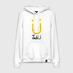 Толстовка-худи хлопковая женская Jack U, цвет: белый