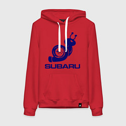Толстовка-худи хлопковая женская Subaru, цвет: красный
