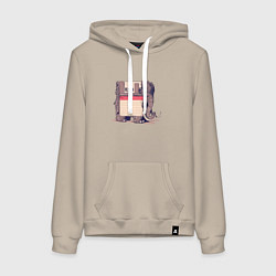 Толстовка-худи хлопковая женская Вымершие виды, цвет: миндальный