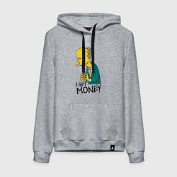 Толстовка-худи хлопковая женская Mr. Burns: I get money, цвет: меланж