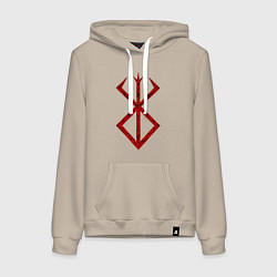 Толстовка-худи хлопковая женская Берсерк. Клеймо, цвет: миндальный