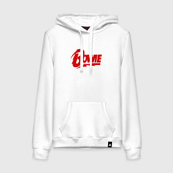 Толстовка-худи хлопковая женская Bowie Logo, цвет: белый