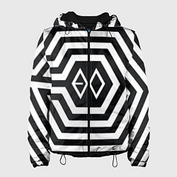 Куртка с капюшоном женская EXO Geometry, цвет: 3D-черный