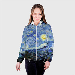 Куртка с капюшоном женская Звездная ночь, цвет: 3D-белый — фото 2