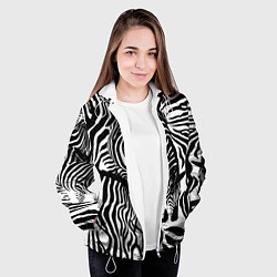 Куртка с капюшоном женская Полосатая зебра, цвет: 3D-белый — фото 2