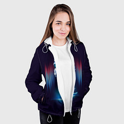Куртка с капюшоном женская Космический скейтбордист, цвет: 3D-белый — фото 2