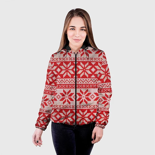 Женская куртка Красный свитер / 3D-Черный – фото 4