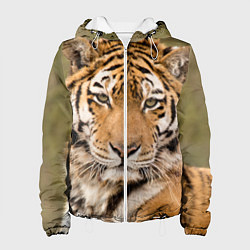Куртка с капюшоном женская Милый тигр, цвет: 3D-белый