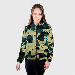 Куртка с капюшоном женская Камуфляж пиксельный: зеленый/черный, цвет: 3D-черный — фото 2