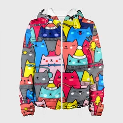 Куртка с капюшоном женская Отряд котиков, цвет: 3D-белый