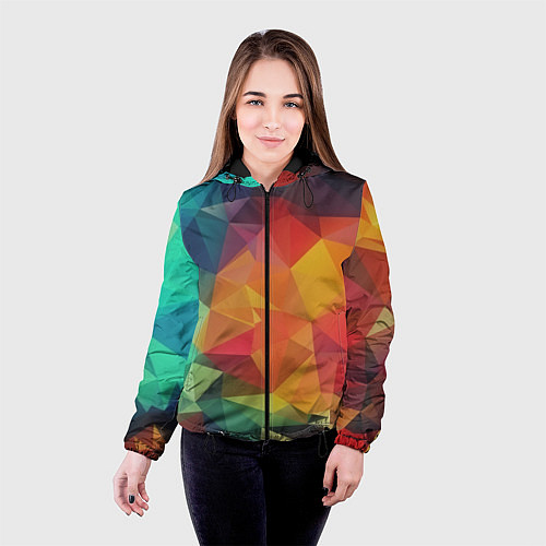 Женская куртка Цветные полигоны / 3D-Черный – фото 4