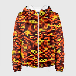 Куртка с капюшоном женская Камуфляж пиксельный: оранжевый/желтый, цвет: 3D-белый