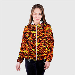 Куртка с капюшоном женская Камуфляж пиксельный: оранжевый/желтый, цвет: 3D-белый — фото 2