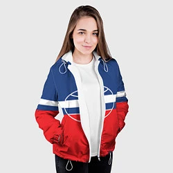 Куртка с капюшоном женская Флаг космический войск РФ, цвет: 3D-белый — фото 2