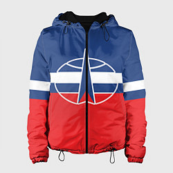 Куртка с капюшоном женская Флаг космический войск РФ, цвет: 3D-черный