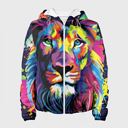 Куртка с капюшоном женская Красочный лев, цвет: 3D-белый