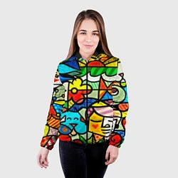 Куртка с капюшоном женская Картинка-мозаика, цвет: 3D-черный — фото 2