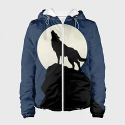 Куртка с капюшоном женская Вой на луну, цвет: 3D-белый