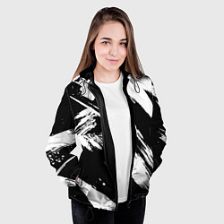 Куртка с капюшоном женская Чёрно-белый, цвет: 3D-черный — фото 2