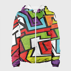 Куртка с капюшоном женская Цветные граффити, цвет: 3D-белый