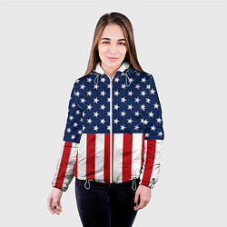 Куртка с капюшоном женская Флаг США, цвет: 3D-белый — фото 2
