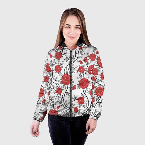 Женская куртка Сад из Роз / 3D-Черный – фото 4