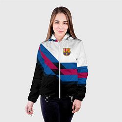 Куртка с капюшоном женская Barcelona FC: Black style, цвет: 3D-белый — фото 2
