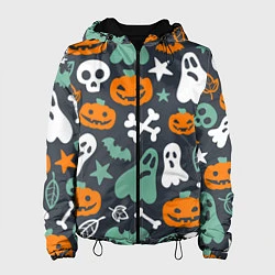 Куртка с капюшоном женская Halloween Monsters, цвет: 3D-черный