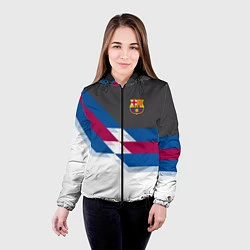 Куртка с капюшоном женская Barcelona FC: White style, цвет: 3D-черный — фото 2